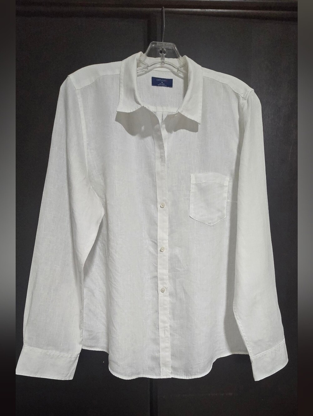 UNTUCKit 100% Linen White Button-down Shirt Size 14
